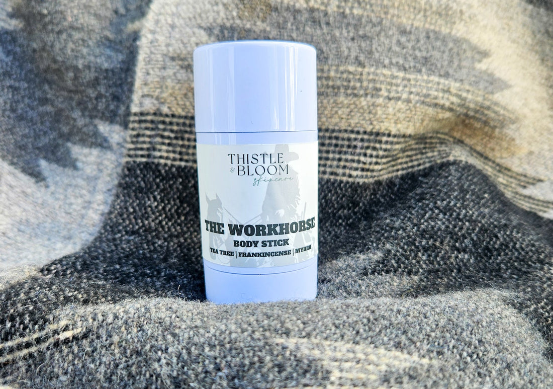 Body stick on a textured fabric background